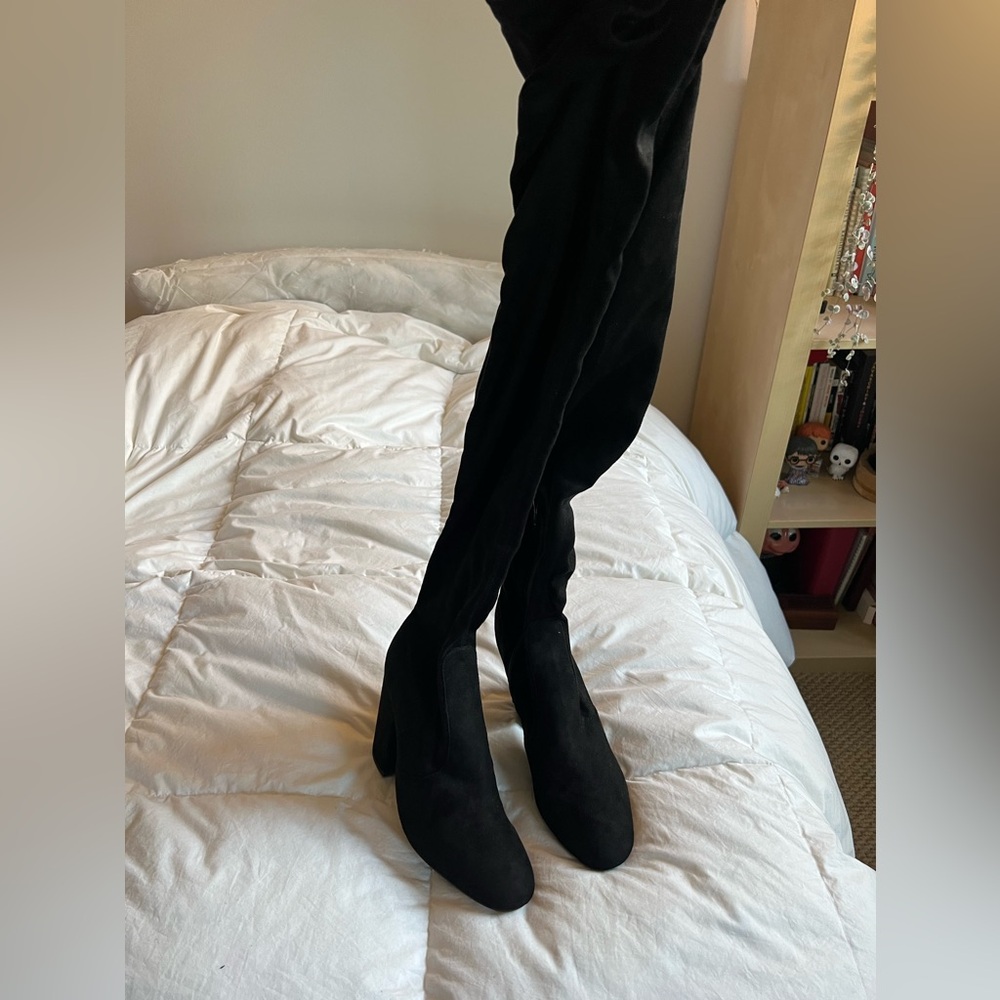 Tony Bianco Athens Boots in black microstretch suede - NEW with box - US 9